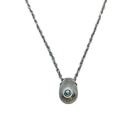 necklace steel silver egg with eye